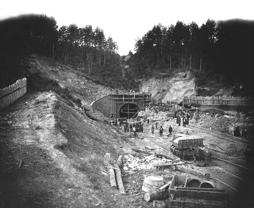 Panerių tunelio statyba. Vilnius. 1860.